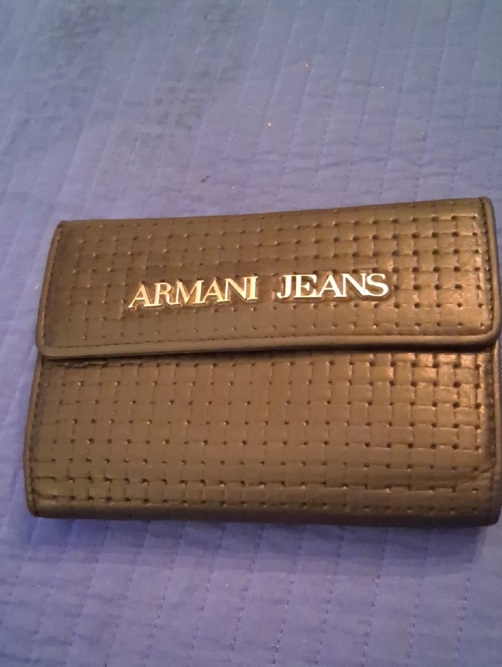 Armani Jeans Black Textured Wallet with Gold Logo